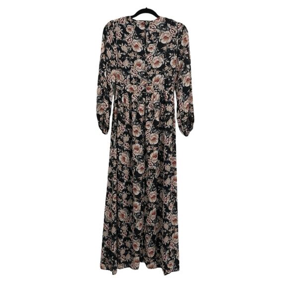 Altar'd State Floral Long Sleeve Chiffon Walk-Through Maxi Romper Multi Small - Picture 3 of 13